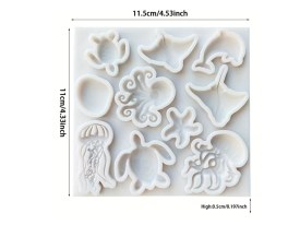 Molde silicona 10 animales del mar 